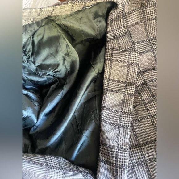 Vintage Gianni Versace 80s-90s Black/Gray Plaid Made In Italy Blazer Wool Blend - Picture 6 of 16